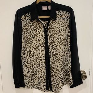 Leopard Print Sheer Blouse